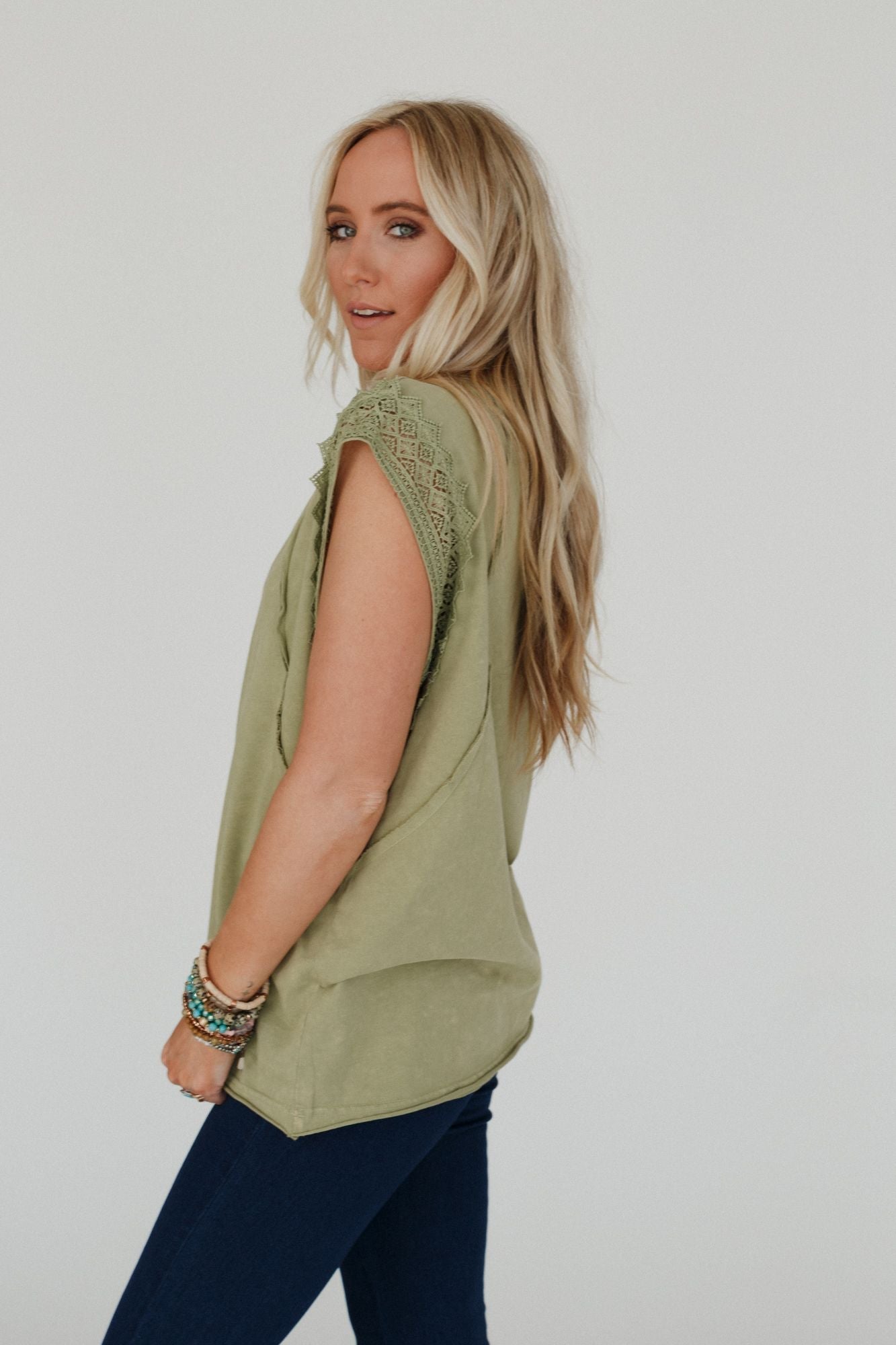 Clean Cut Short Sleeve Top - Sage