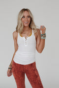About Town Ribbed Tank Top - White