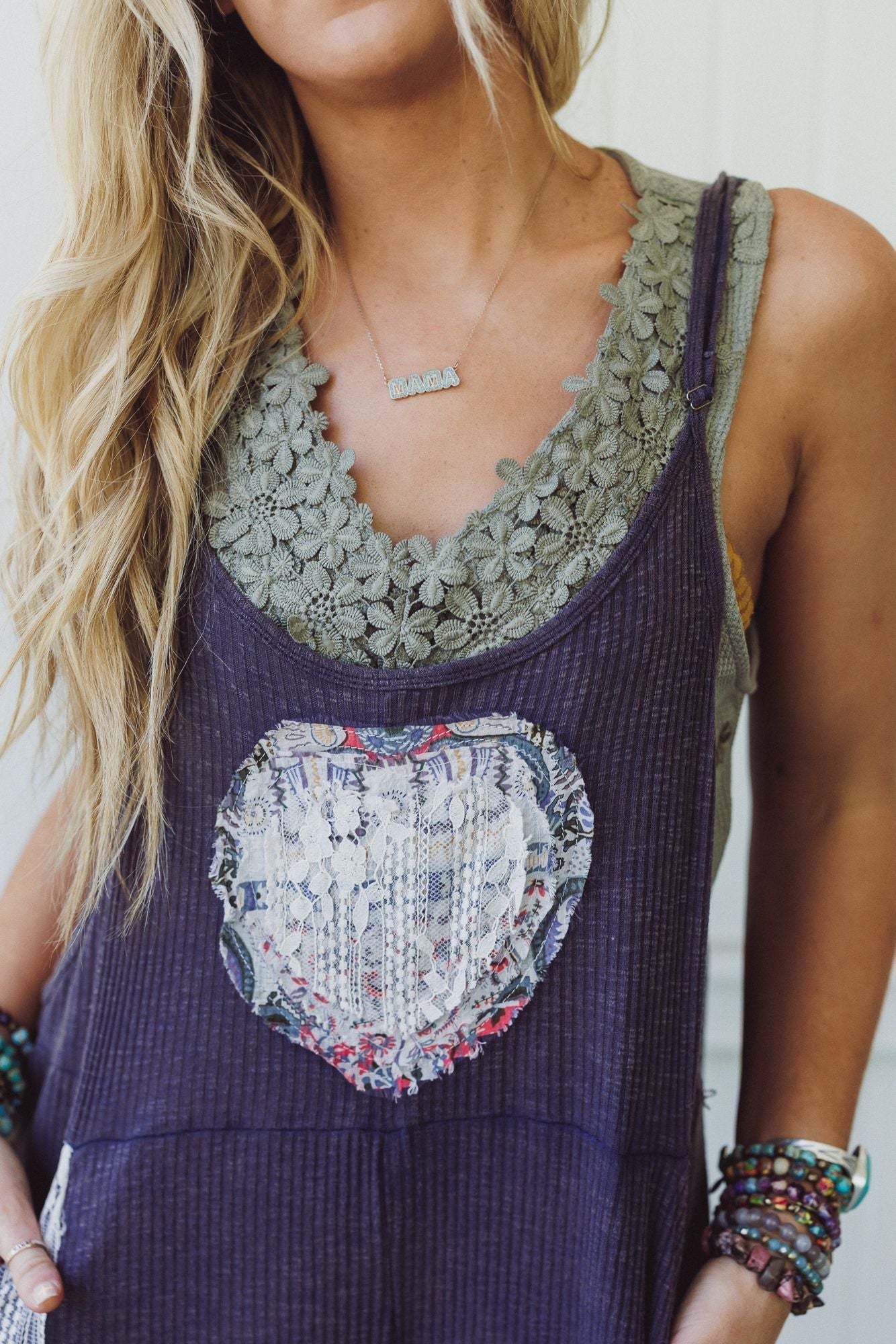 Flower Patch Cropped Tank - Olive