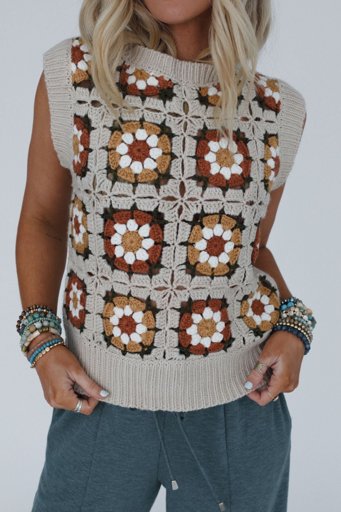 Retro Roadtrip Crochet Top - Natural