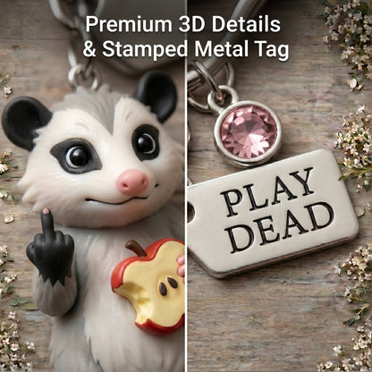 A Little Opossum for You - "Still Hanging On" Keychain & Sentiment Card Set