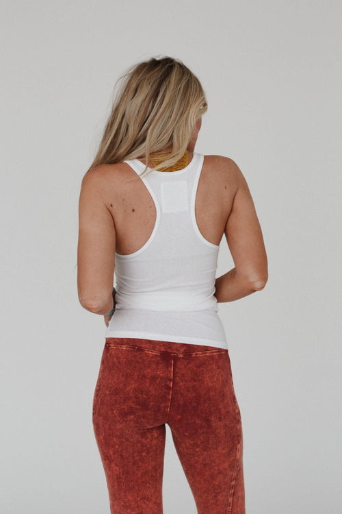 About Town Ribbed Tank Top - White