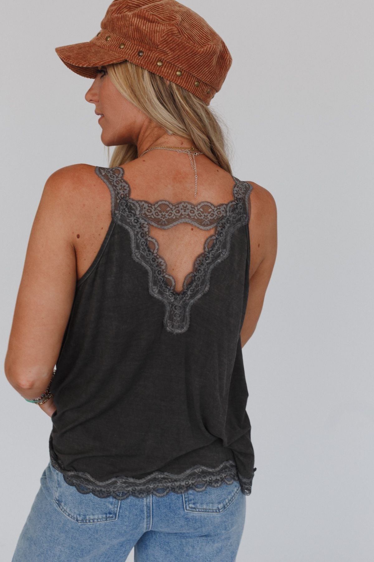 Palm Desert Lace Trim Top - Black