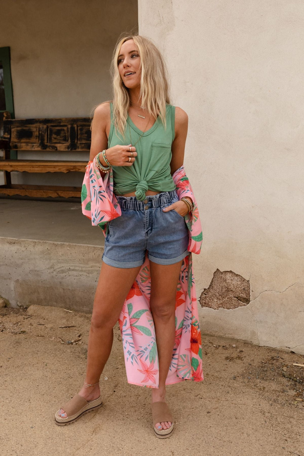 The Nest Shelli Scoop Neck Tank Top - Sage